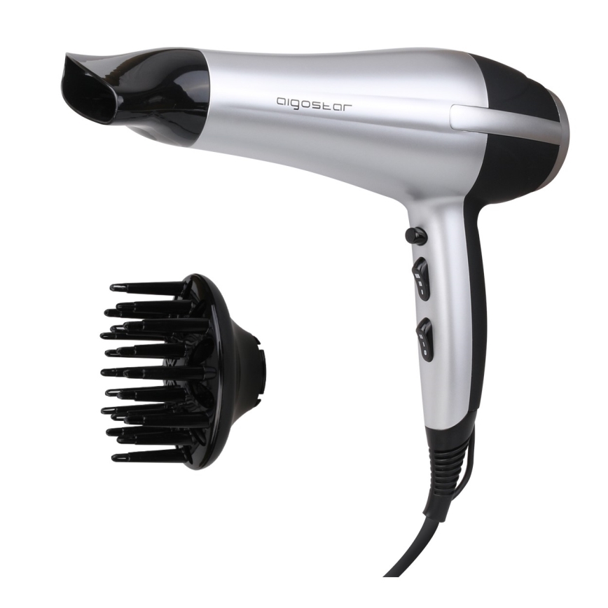 Aigostar - Secador de cabelo 2200W/230V prateado/preto