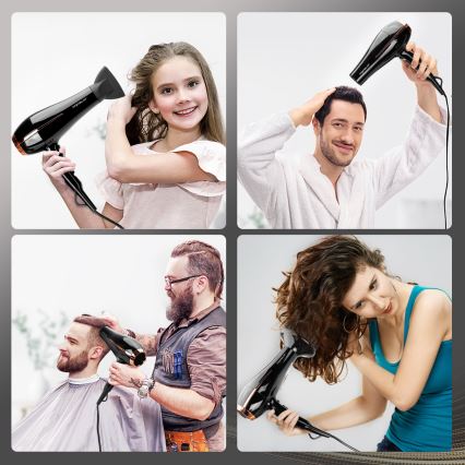 Aigostar - Secador de cabelo 2400W/230V preto/cobre