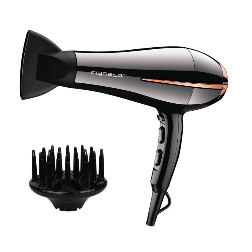 Aigostar - Secador de cabelo 2400W/230V preto/cobre