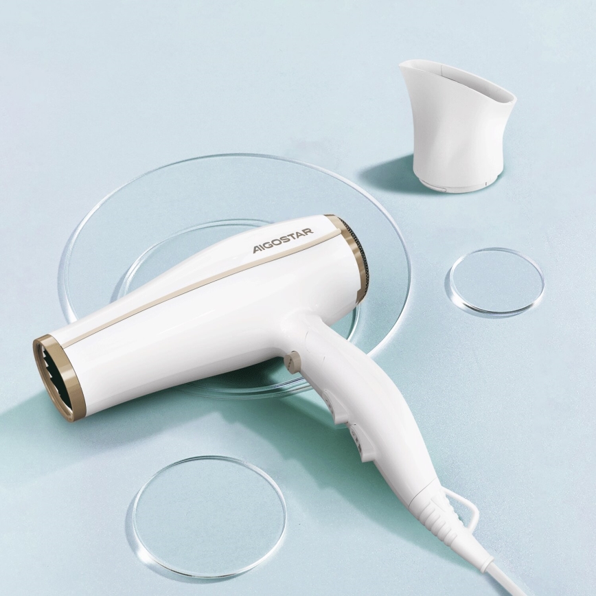 Aigostar - Secador de cabelo com ionizador 2200W/230V branco
