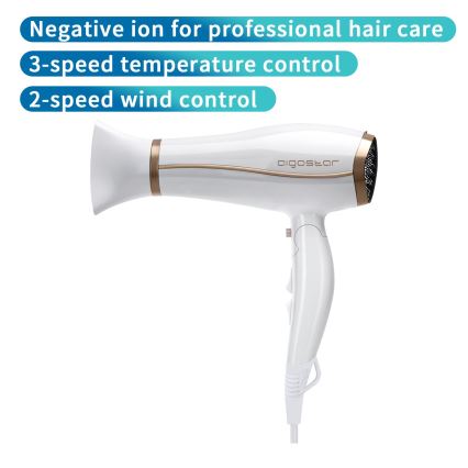 Aigostar - Secador de cabelo com ionizador 2200W/230V branco