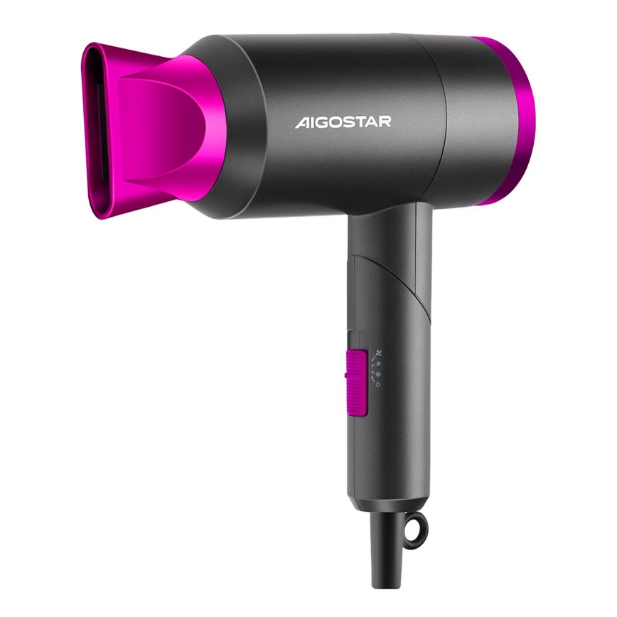 Aigostar - Secador de cabelo para viagens 1800W/230V roxo/preto