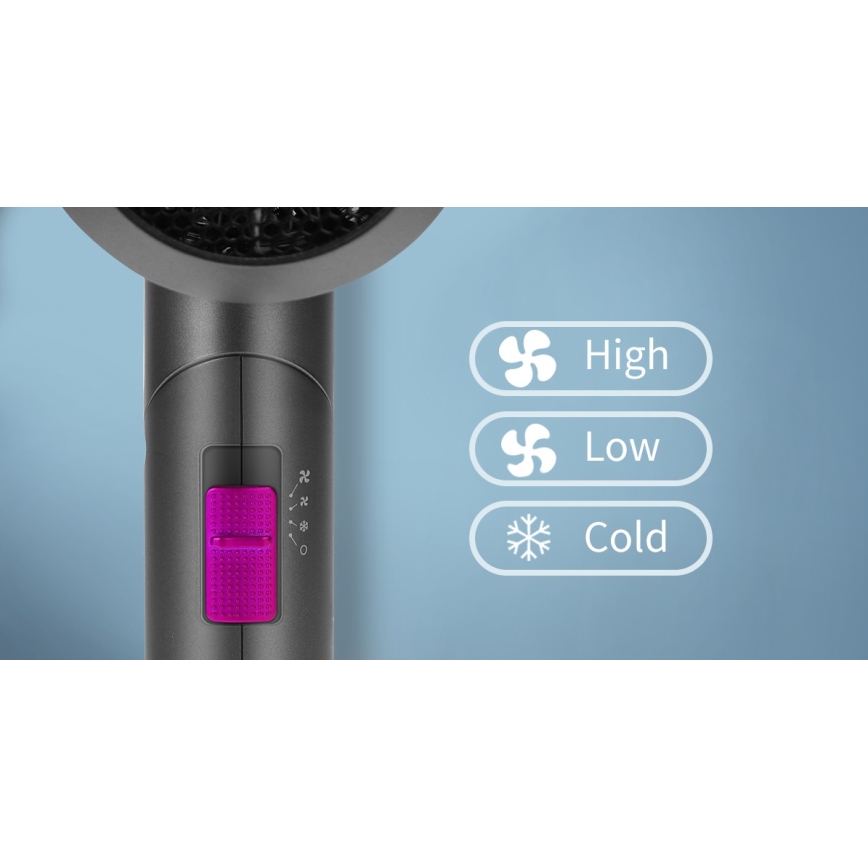 Aigostar - Secador de cabelo para viagens 1800W/230V roxo/preto