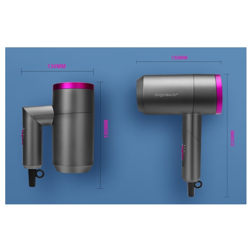 Aigostar - Secador de cabelo para viagens 1800W/230V roxo/preto