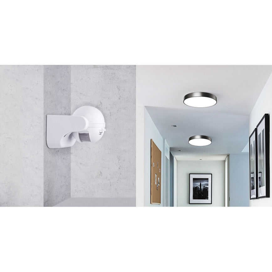 Aigostar - Sensor de movimento infravermelho para exteriores 230V IP44 branco