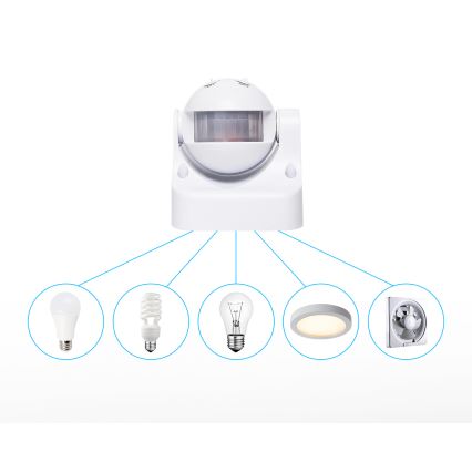 Aigostar - Sensor de movimento infravermelho para exteriores 230V IP44 branco