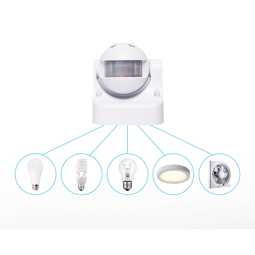 Aigostar - Sensor de movimento infravermelho para exteriores 230V IP44 branco
