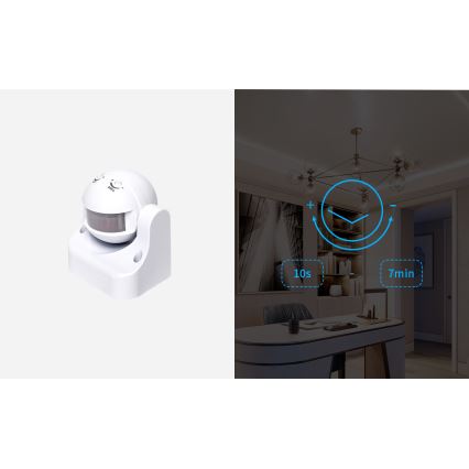 Aigostar - Sensor de movimento infravermelho para exteriores 230V IP44 branco