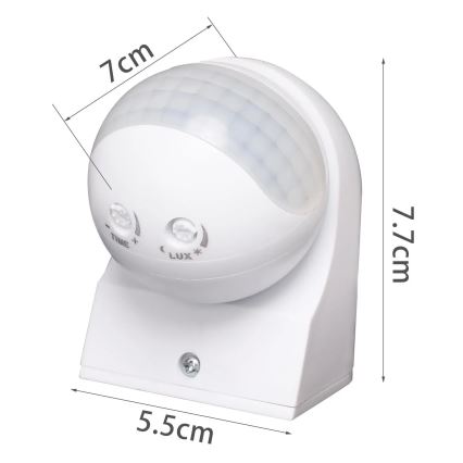 Aigostar - Sensor de movimento por infravermelhos para exterior 230V IP44 branco