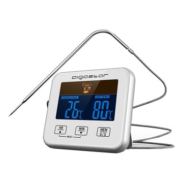 Aigostar - Termómetro para carne com visor LCD 0-250 °C 2xAAA