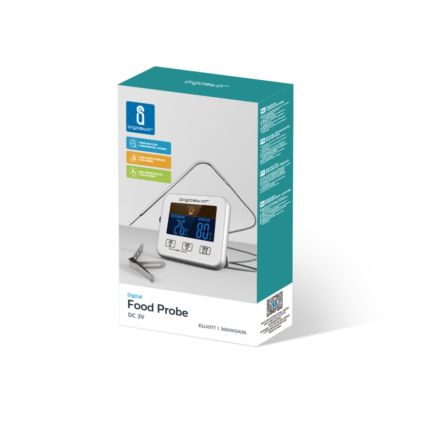 Aigostar - Termómetro para carne com visor LCD 0-250 °C 2xAAA