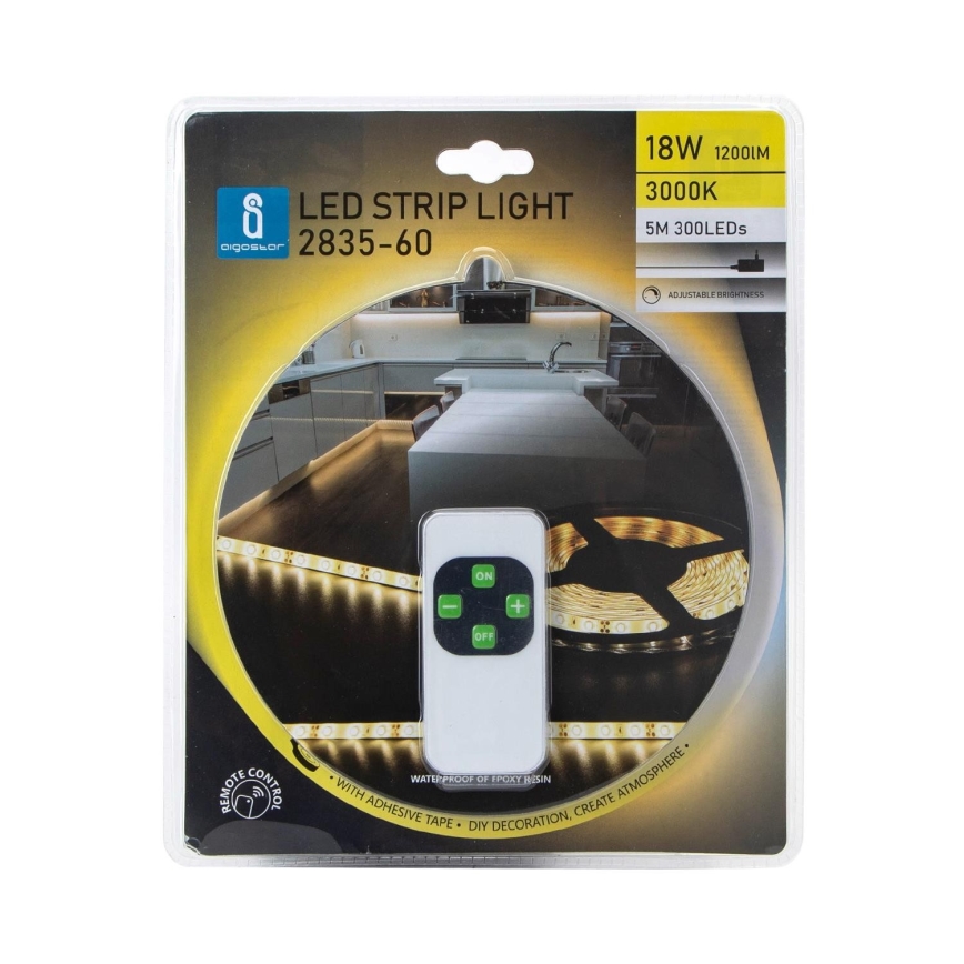 Aigostar - Tira exterior LED com regulação 5m LED/18W/12/230V 3000K IP65