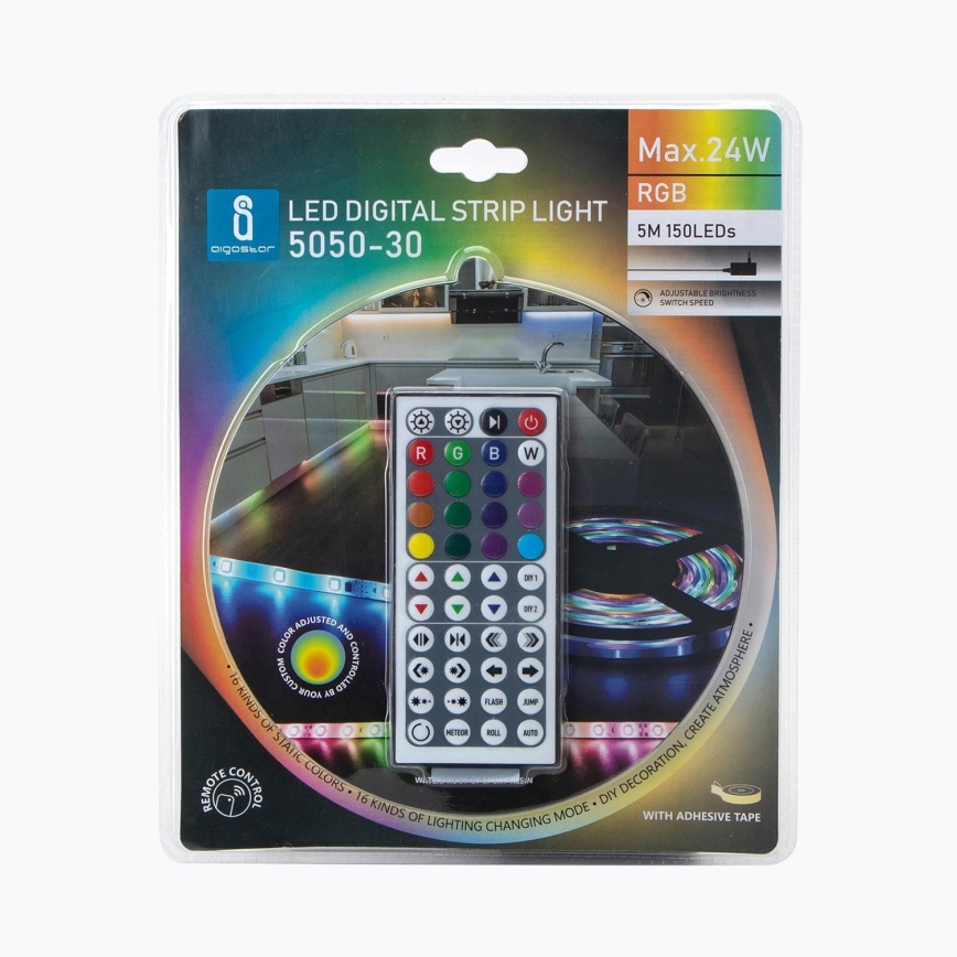 Aigostar - Tira exterior LED RGB com regulação 5m LED/24W/12/230V IP65 + controlo remoto