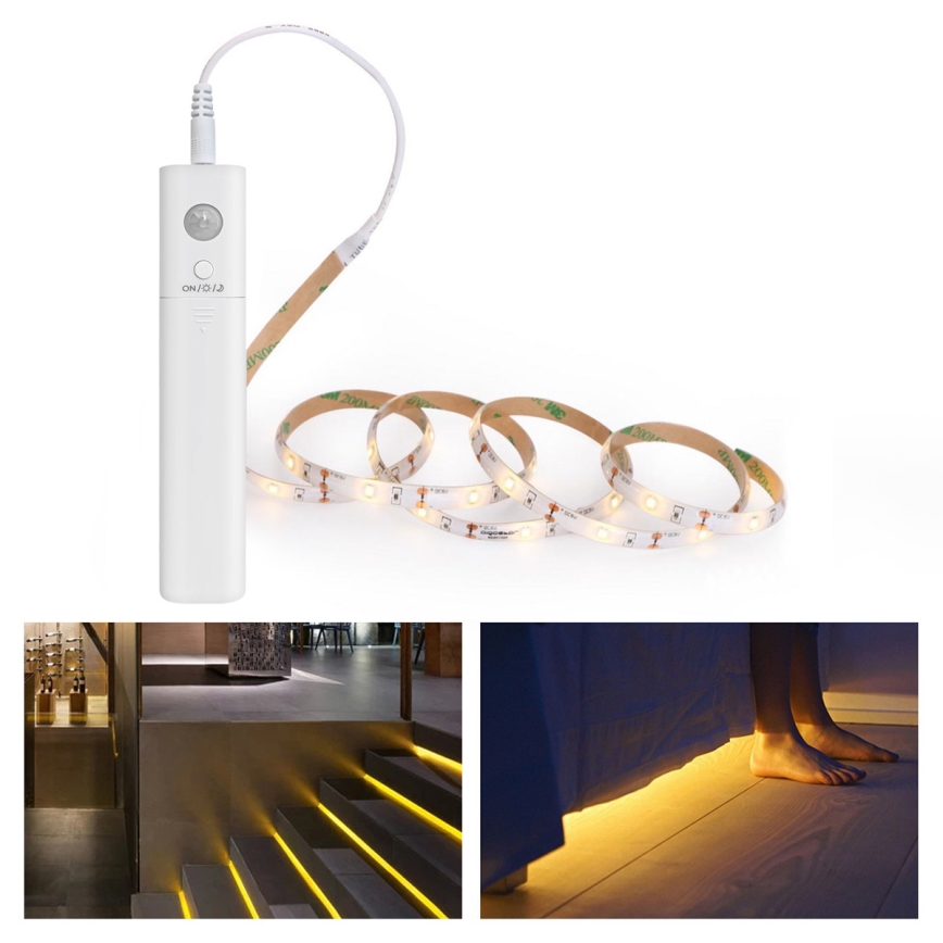 Aigostar - Tira LED com regulação e sensor 1m LED/2W/4xAAA 3000K IP65