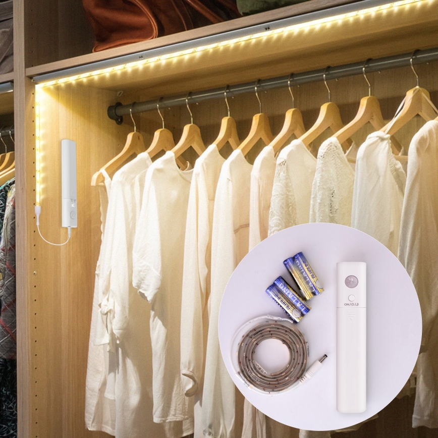 Aigostar - Tira LED com regulação e sensor 1m LED/2W/4xAAA 3000K IP65