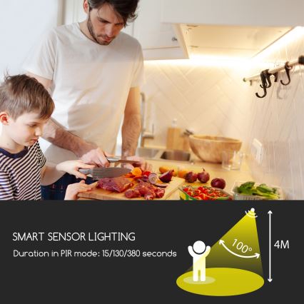 Aigostar - Tira LED com regulação e sensor 1m LED/2W/4xAAA 3000K IP65