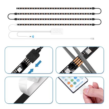 Aigostar - Tira LED RGB Inteligente com regulação 4x0,5m LED/4,5W/5V Wi-Fi + comando