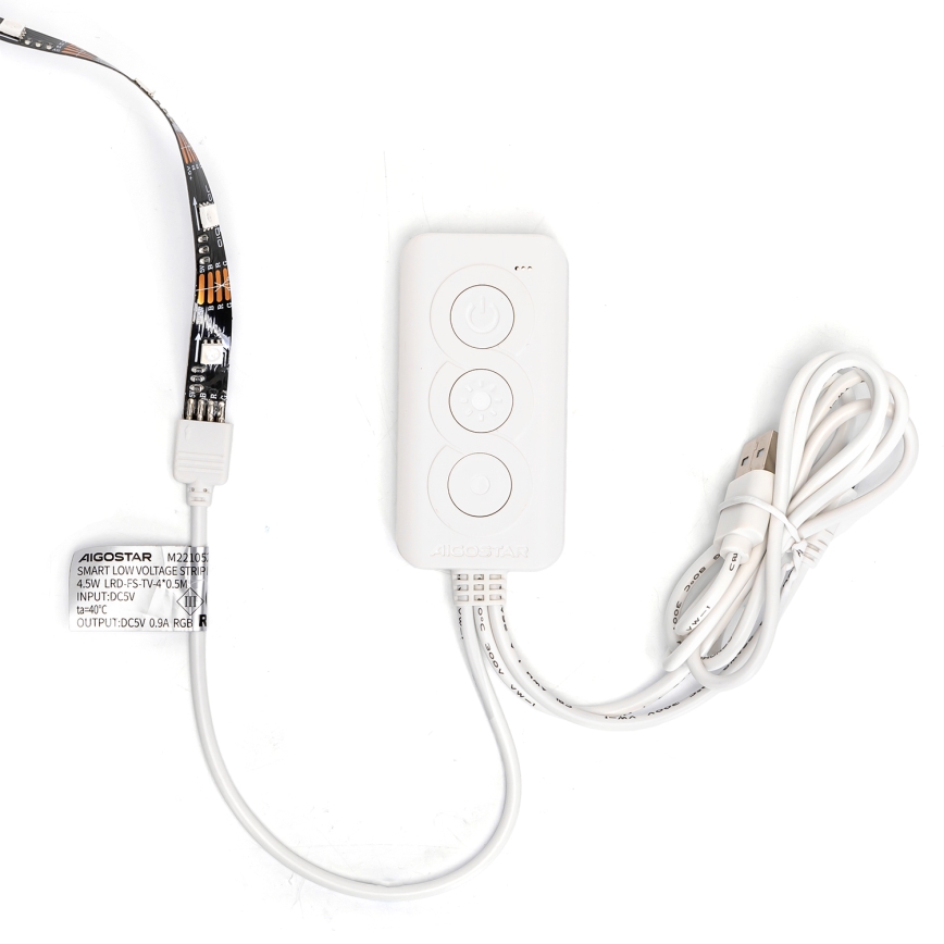 Aigostar - Tira LED RGB Inteligente com regulação 4x0,5m LED/4,5W/5V Wi-Fi + comando