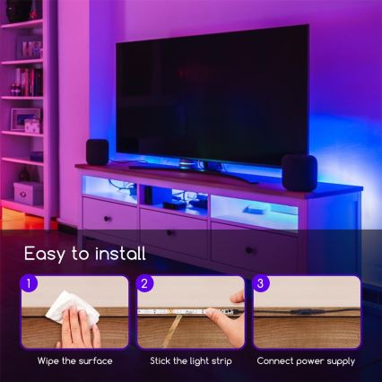 Aigostar - Tira LED RGB com regulação 5m LED/24W/12/230V IP65 + CR