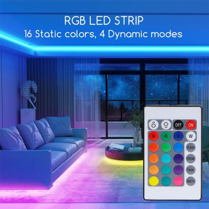Aigostar - Tira LED RGB com regulação 5m LED/24W/12/230V IP65 + CR