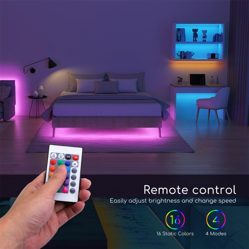 Aigostar - Tira LED RGB com regulação 5m LED/24W/12/230V IP65 + CR
