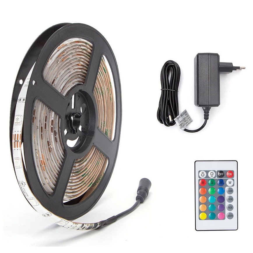 Aigostar - Tira LED RGB com regulação 5m LED/24W/12/230V IP65 + CR