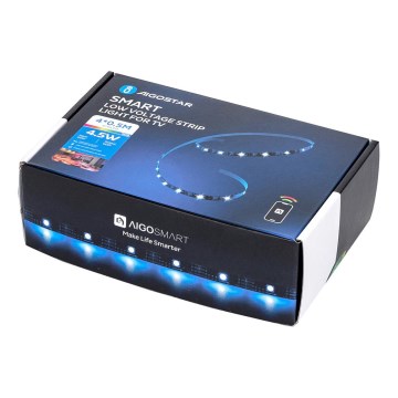 Aigostar - Tira LED RGB Inteligente com regulação 4x0,5m LED/4,5W/5V Wi-Fi + comando