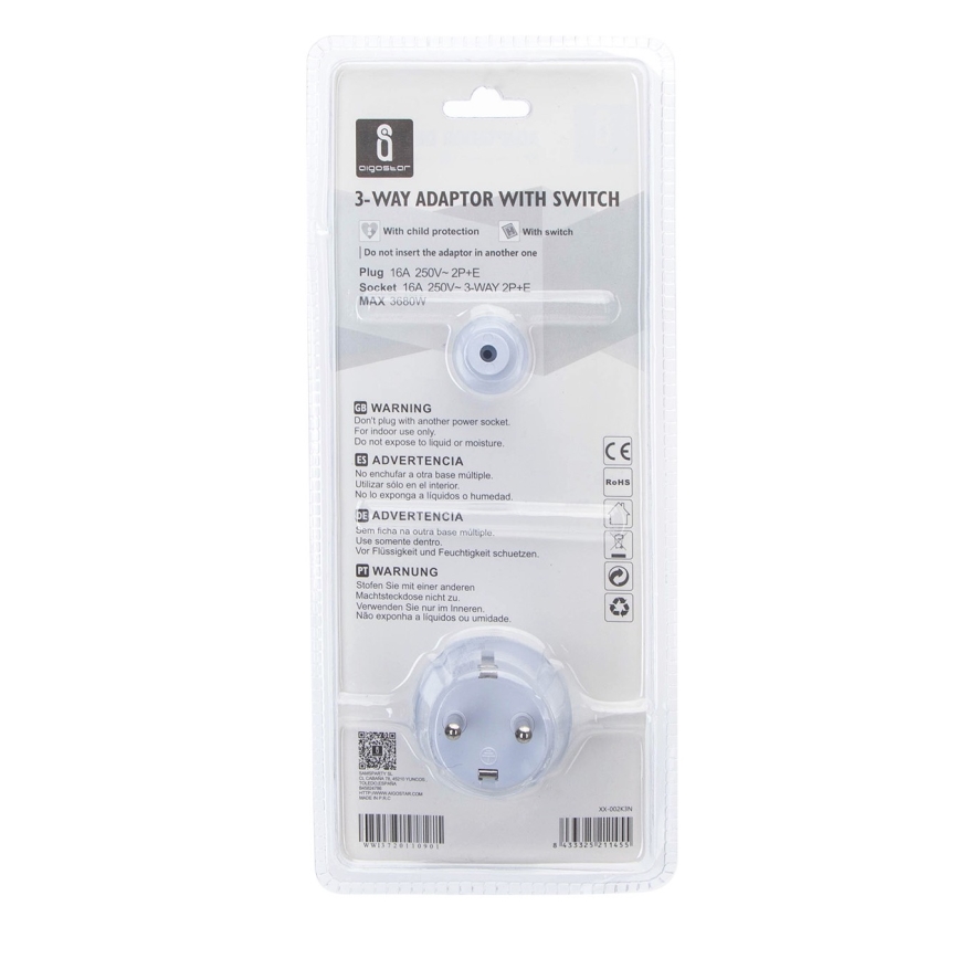 Aigostar - Tomada de distribuição com interruptor 3x16A/230V