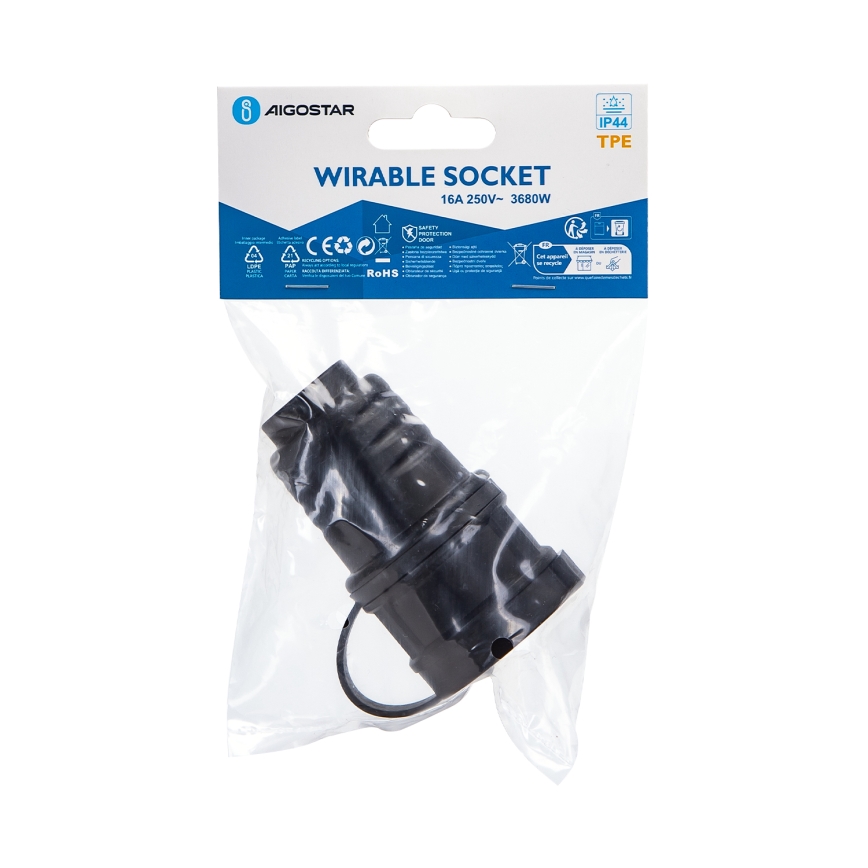 Aigostar - Tomada para ambiente húmido 16A 250V IP44