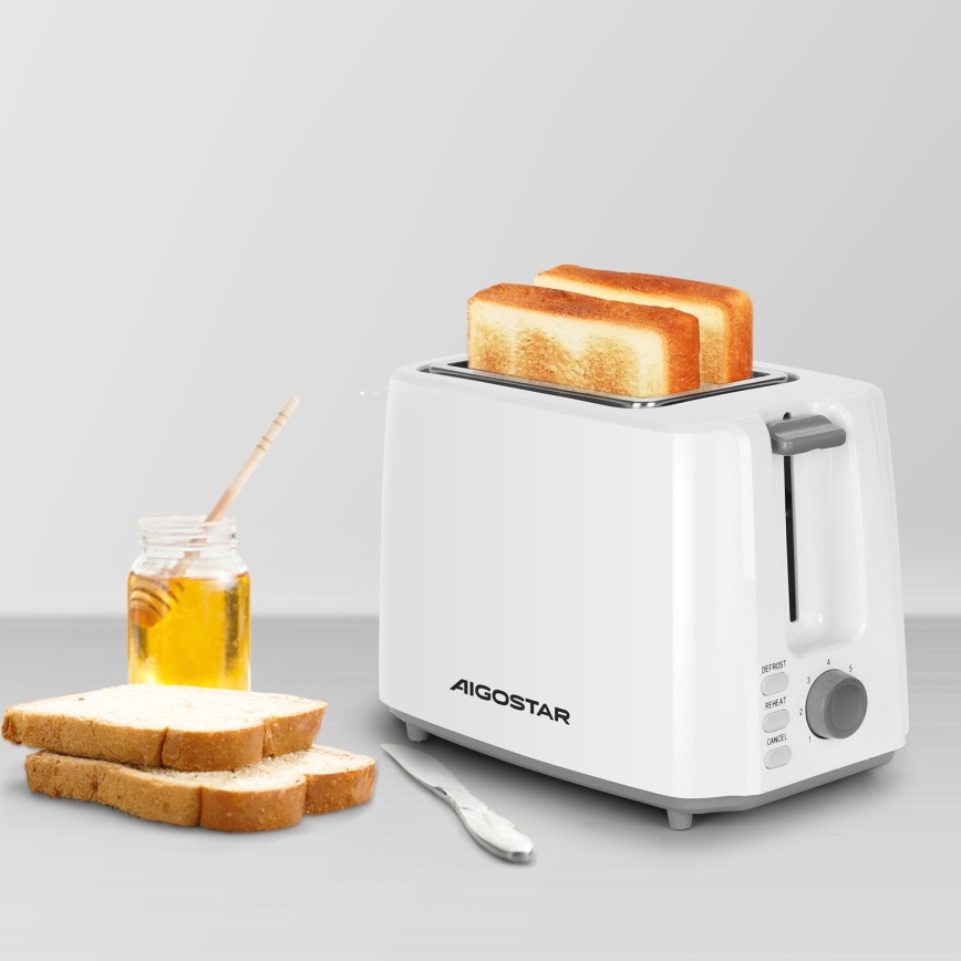Aigostar - Torradeira com 2 espaços 750W/230V branco