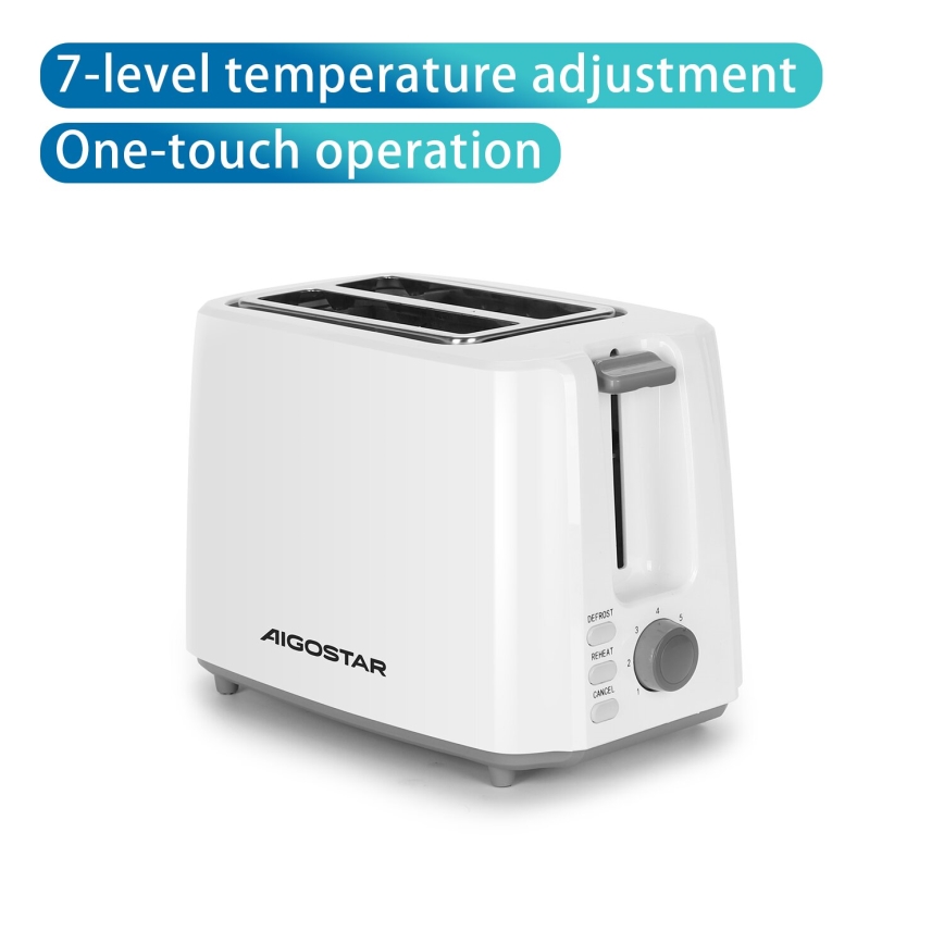 Aigostar - Torradeira com 2 espaços 750W/230V branco