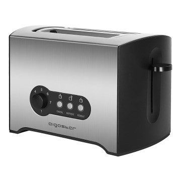 Aigostar - Torradeira com 2 espaços 900W/230V cromado mate