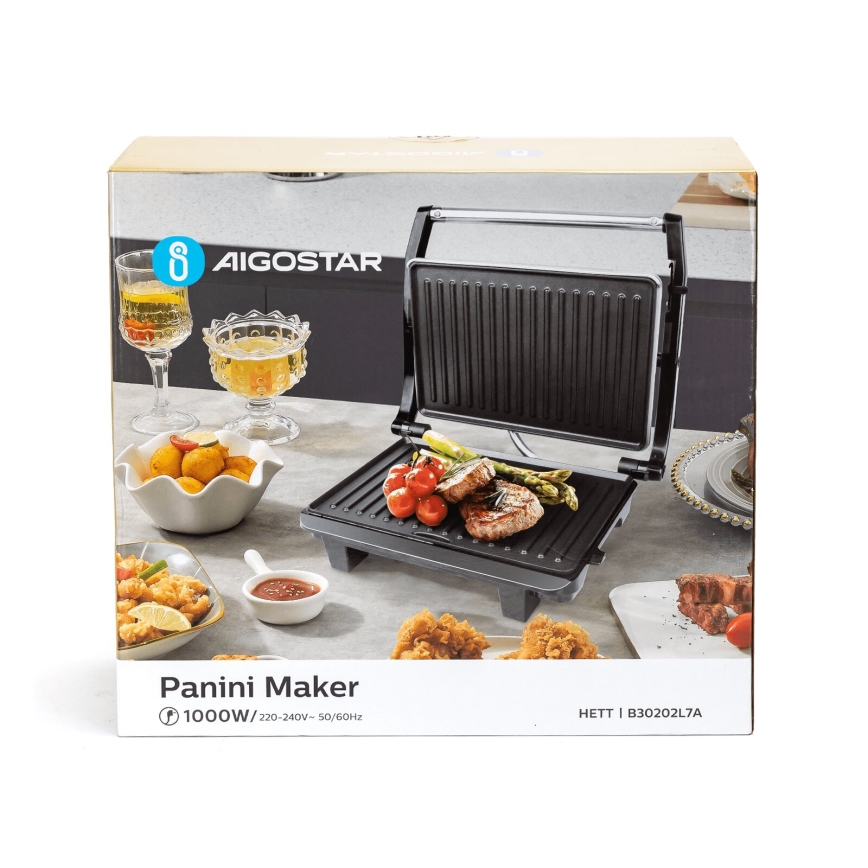 Aigostar - Tostadeira 1000W/230V preto/cromado mate