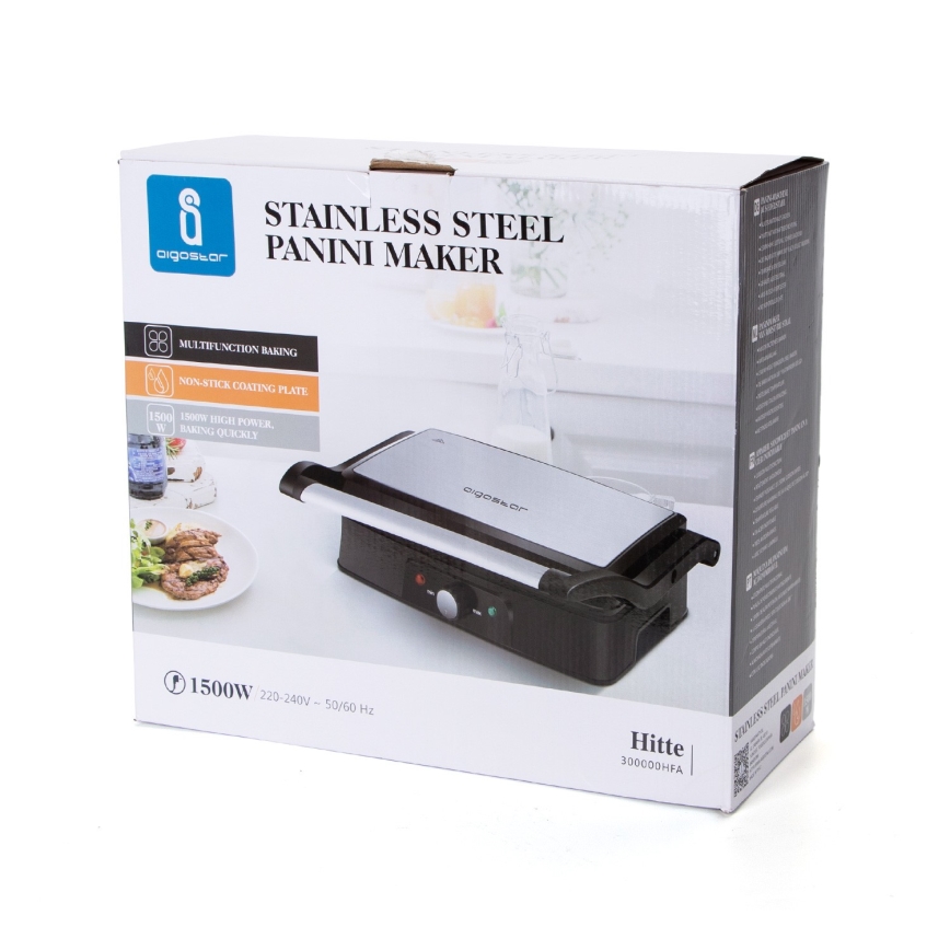 Aigostar - Tostadeira 1500W/230V cromado mate/preto