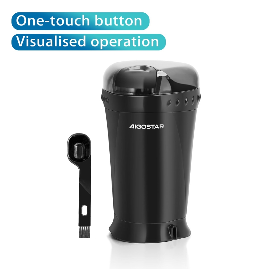Aigostar - Triturador elétrico de café em grão 60g 200W/230V preto