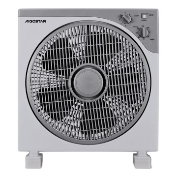 Aigostar - Ventilador de chão 35W/230V diâmetro 30 cm branco/cinza