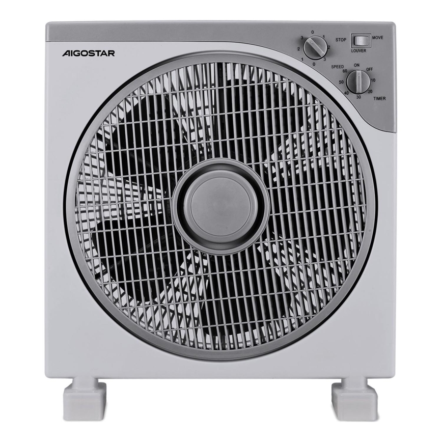 Aigostar - Ventilador de chão 35W/230V diâmetro 30 cm branco/cinza