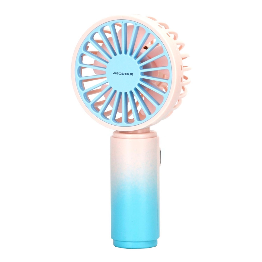 Aigostar - Ventoinha de bolso recarregável 3W/5V 500mAh USB rosa/azul