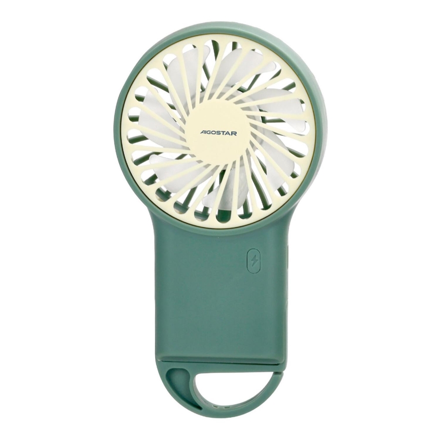 Aigostar - Ventoinha de bolso recarregável 4W/5V 500mAh USB verde