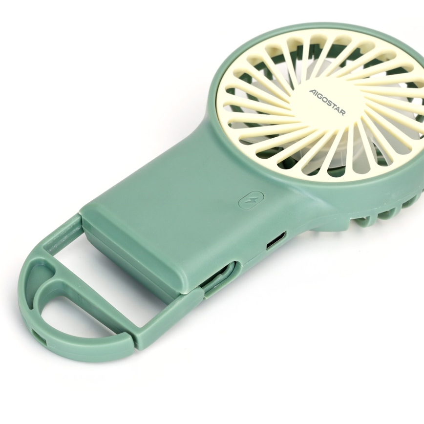Aigostar - Ventoinha de bolso recarregável 4W/5V 500mAh USB verde