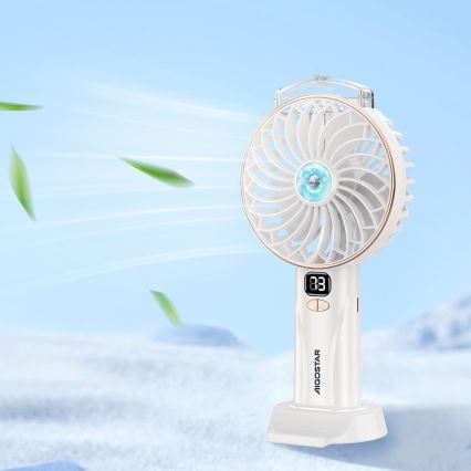 Aigostar - Ventoinha de bolso recarregável 5W/5V 2400mAh USB branco