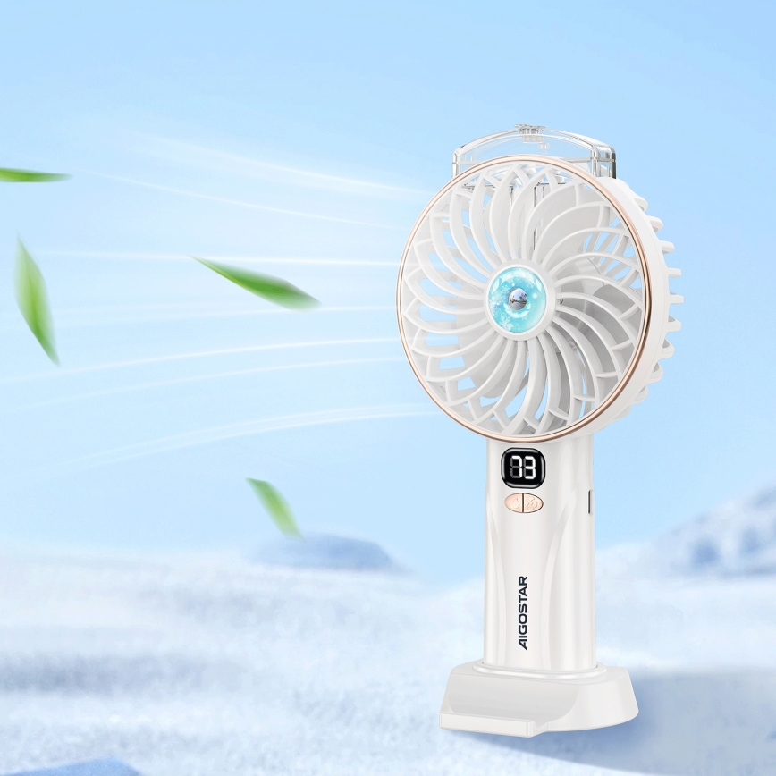 Aigostar - Ventoinha de bolso recarregável 5W/5V 2400mAh USB branco