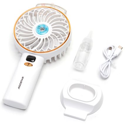 Aigostar - Ventoinha de bolso recarregável 5W/5V 2400mAh USB branco