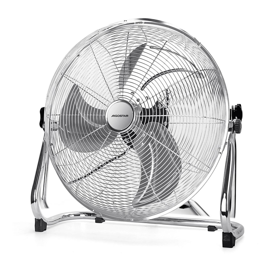Aigostar - Ventoinha de chão 100W/230V cromado brilhante
