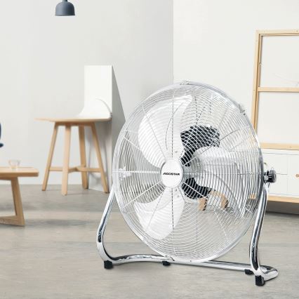 Aigostar - Ventoinha de chão 100W/230V cromado brilhante