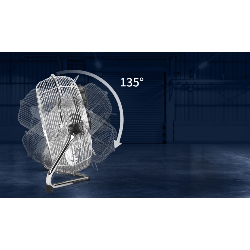 Aigostar - Ventoinha de chão 100W/230V cromado brilhante