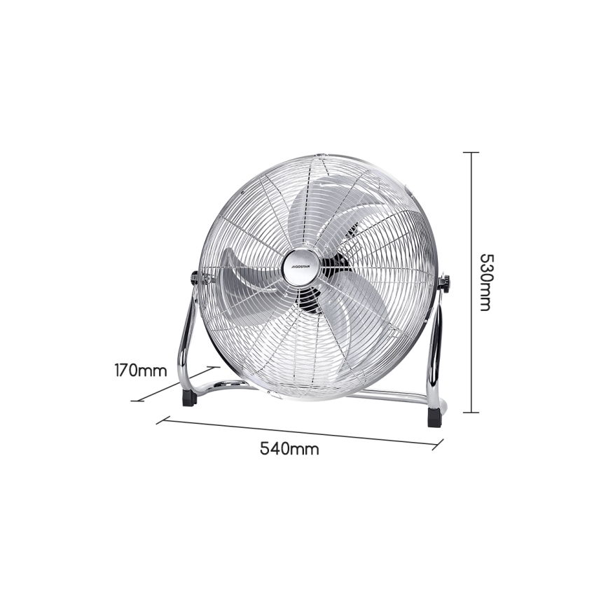 Aigostar - Ventoinha de chão 100W/230V cromado brilhante