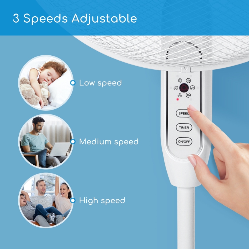 Aigostar - Ventoinha de chão 40W/230V 120 cm branco