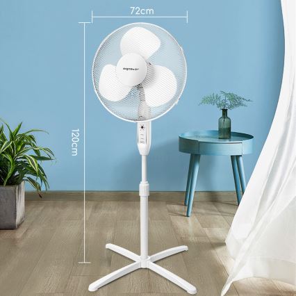 Aigostar - Ventoinha de chão 40W/230V 120 cm branco