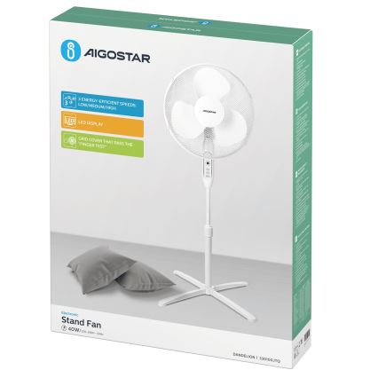 Aigostar - Ventoinha de chão 40W/230V 120 cm branco